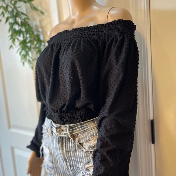 H&M cropped off shoulder long sleeve large - Picture 2 of 4